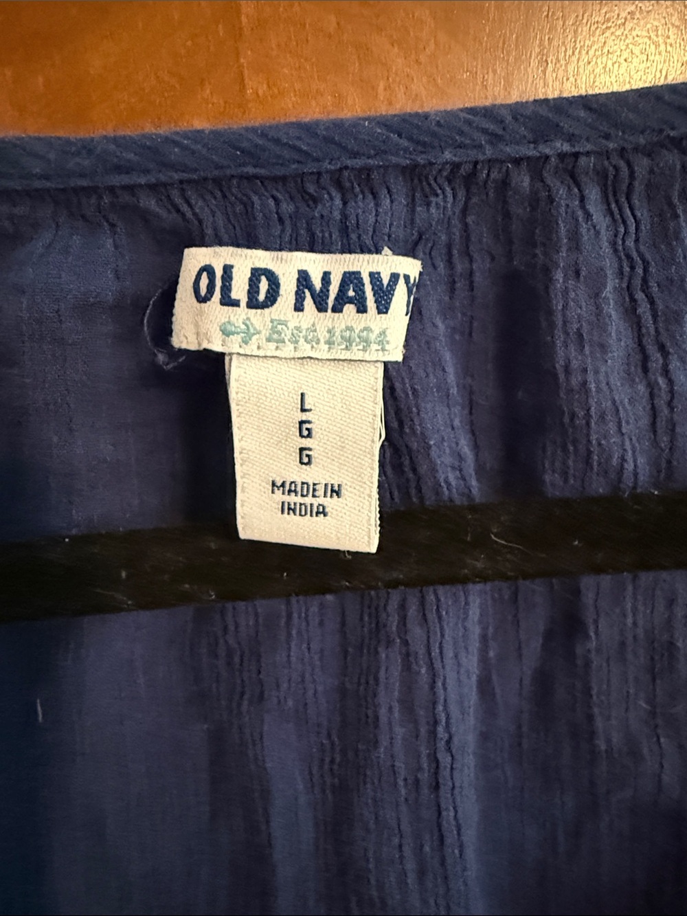 Old Navy Blue Embroidered V-Neck Tunic Breezy Beachy Lightweight Size L - Picture 2 of 5